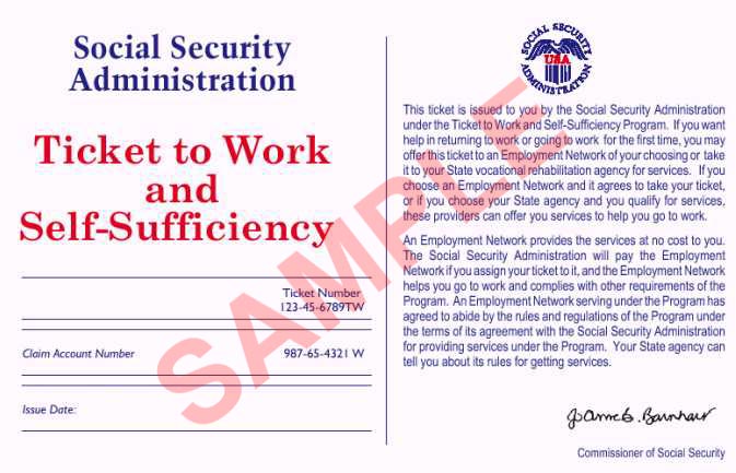 Picture of a Ticket to Work sample form
